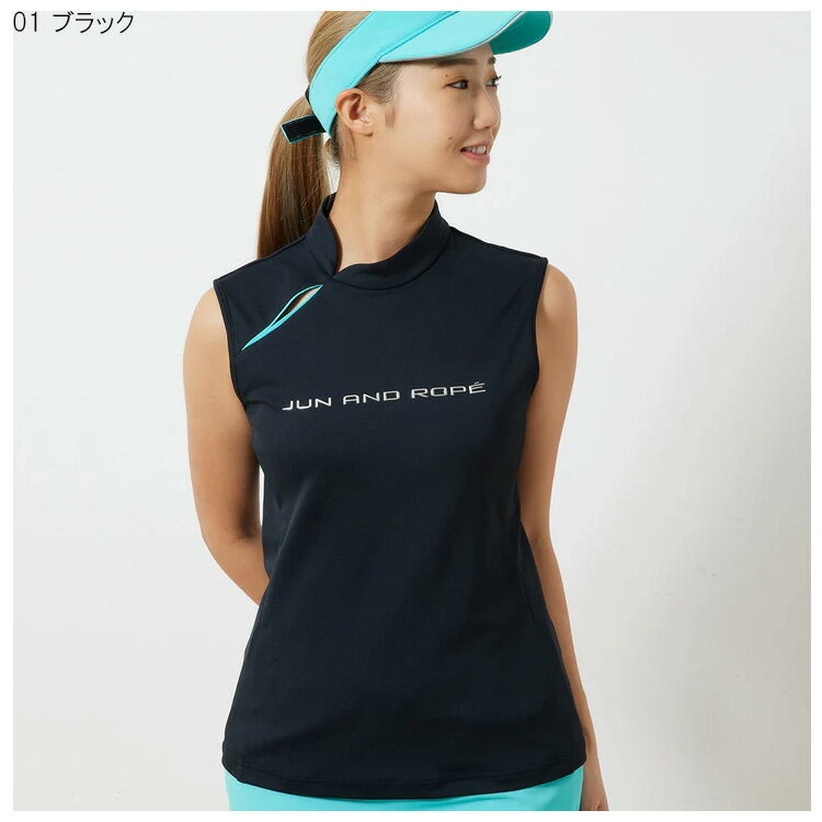 【土日祝も発送】ジュン＆ロペ レディース ノースリーブ シルバーロゴスリットプルオーバー ERM43120