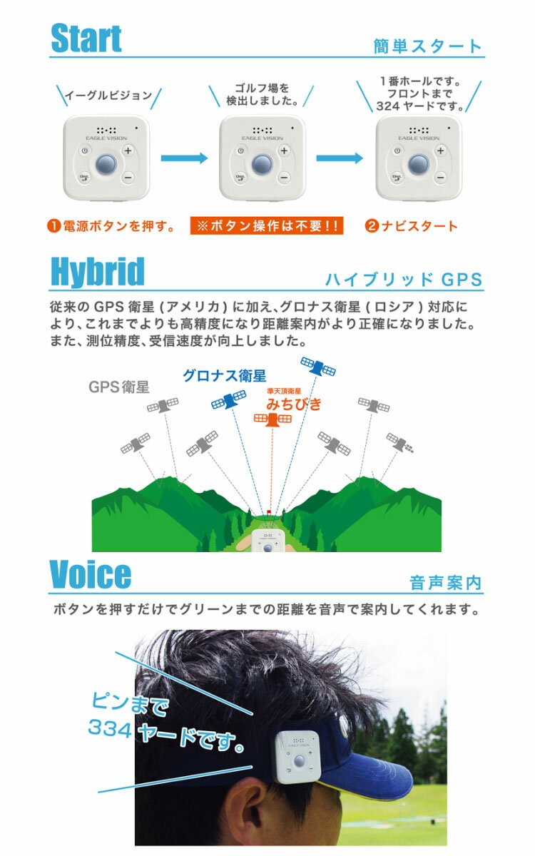 イーグルビジョン ヴォイス3 EV-803 防水仕様GPSゴルフナビ EAGLE VISION Voice3 飛距離測定器 ゴルフナビ