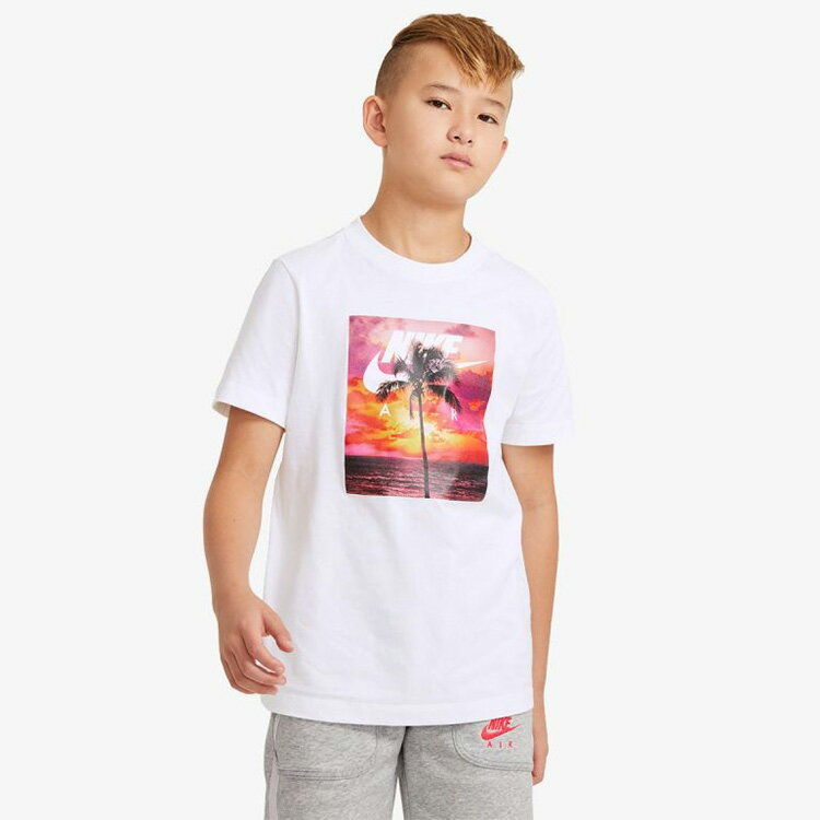 【残り1点！最終処分】ナイキ 日本正規品 2021SP ジュニア ボーイズ NIKE AIR フォト パーム S/S Tシャツ ホワイト DC7523-100