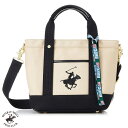 【土日祝も発送】ビバリーヒルズポロクラブ トートバッグ BEVERLY HILLS POLO CLUB キャンバス トートバッグ ショルダーストラップつき BH1006N ベージュ／ブラック