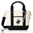 【土日祝も発送】ビバリーヒルズポロクラブ トートバッグ BEVERLY HILLS POLO CLUB キャンバス トートバッグ ショルダーストラップつき BH1006N アイボリー／ブラック