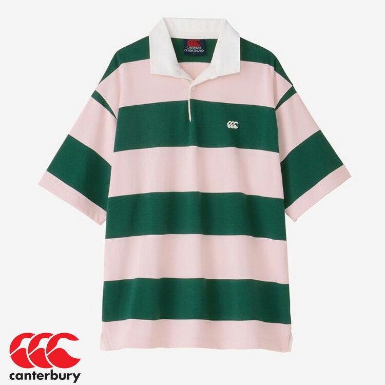 カンタベリー ポロシャツ メンズ 【土日祝も発送】カンタベリー ポロシャツ 半袖 CANTERBURY S/S 4INCH STRIPE RUGBY JERSEY メンズ ラガーシャツ ラグビー RA34135 63