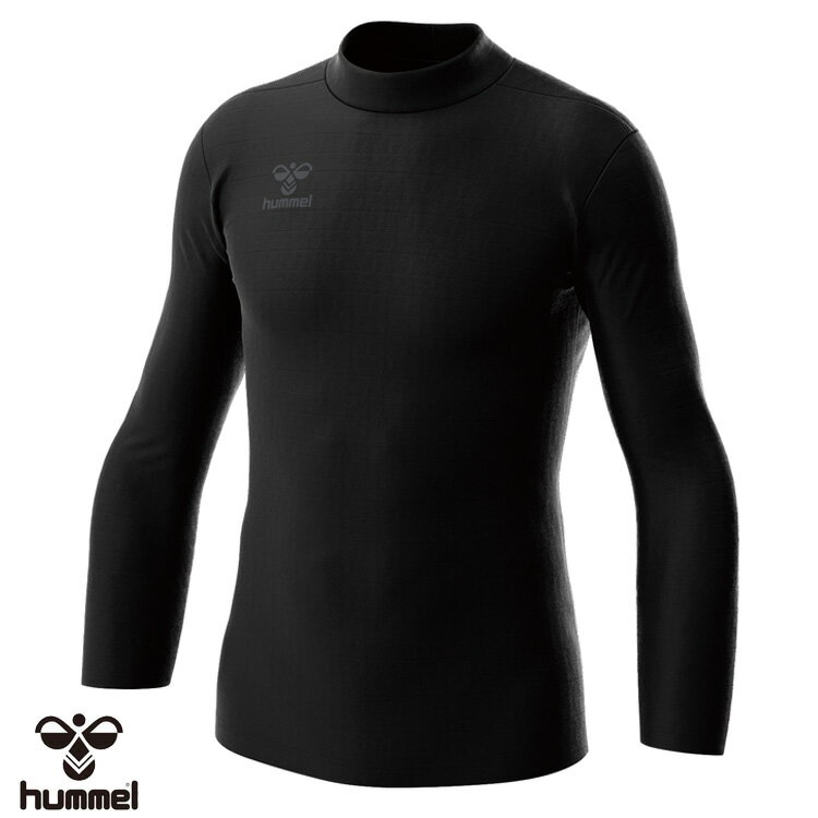 【土日祝も発送】ヒュンメル　あったかインナー hummel シャツ メンズ レディース 長袖 モックネック 制電 保温 抗菌 スポーツインナー　アンダー トレーニングウェア HAP5160　90　ブラック