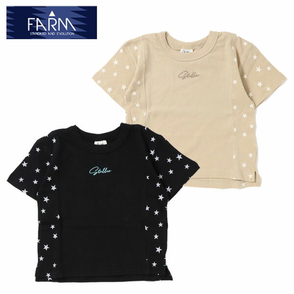乐天商城 - tシャツ キッズ ジュニア 半袖tシャツ 120 130 140 150 tシャツ 半袖 星 男の子 子供服 男 おしゃれ ファーム 71293500 星プリント切替tシャツ 男の子 120cm 130cm 140cm 150cm FARM