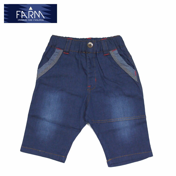 乐天商城 - ★SALE(セール)★パンツ ファーム 74283517 デニム6分丈パンツ 男の子 100cm 110cm 120cm 130cm 140cm 150cm FARM