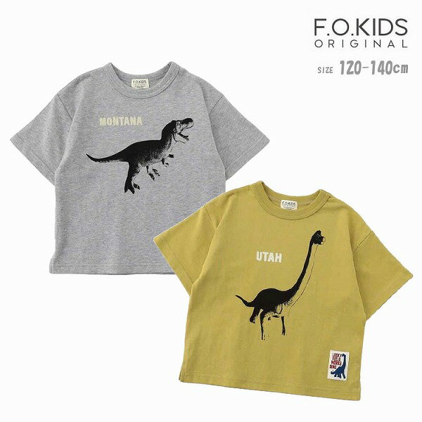乐天商城 - tシャツ エフオーキッズ R307075 DINOプリントTシャツ キッズ 綿100％ 男の子 120cm 130cm 140cm F.O.KIDS