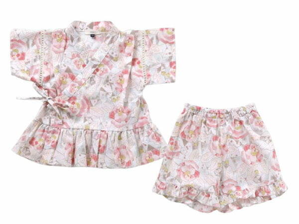 甚平 セラフ S275034 大花柄甚平 キッズ 女の子 子供甚平 女 子供 100 110 130 140 女児 子ども ブランド 花柄 かわいい 可愛い おしゃれ 綿100 花火大会 お祭り 保育園 幼稚園 花柄 80cm 90cm 100cm 110cm 120cm 130cm 140cm Seraph SERAPH