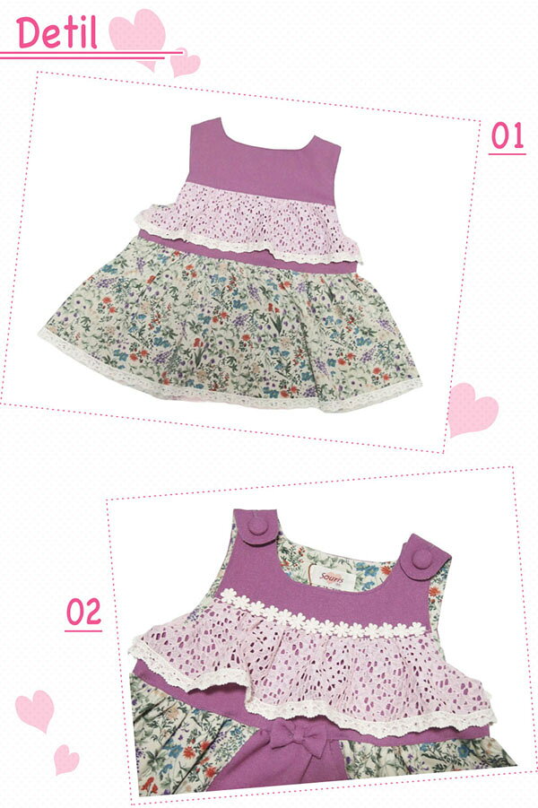 ミルキースーツ スーリー 135649 レースフリル花柄ミルキースーツ 日本製 ベビー服 女の子 ジャンパースカート ワ（2枚目）