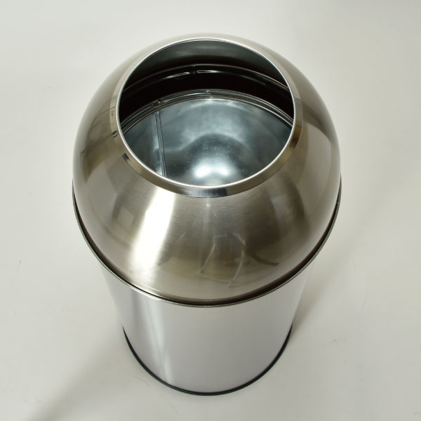 ゴミ箱 45リットルゴミ袋対応 おしゃれ キッチン 丸型 縦型 大容量 大型 40リットル ふたなし 生ゴミ 45L袋可 袋が見えない ダストボックス カフェ レストラン インテリア雑貨 北欧 スタイリッシュ かっこいい モダン 高級感 丸み( ドームビン 40L マットステンレス )