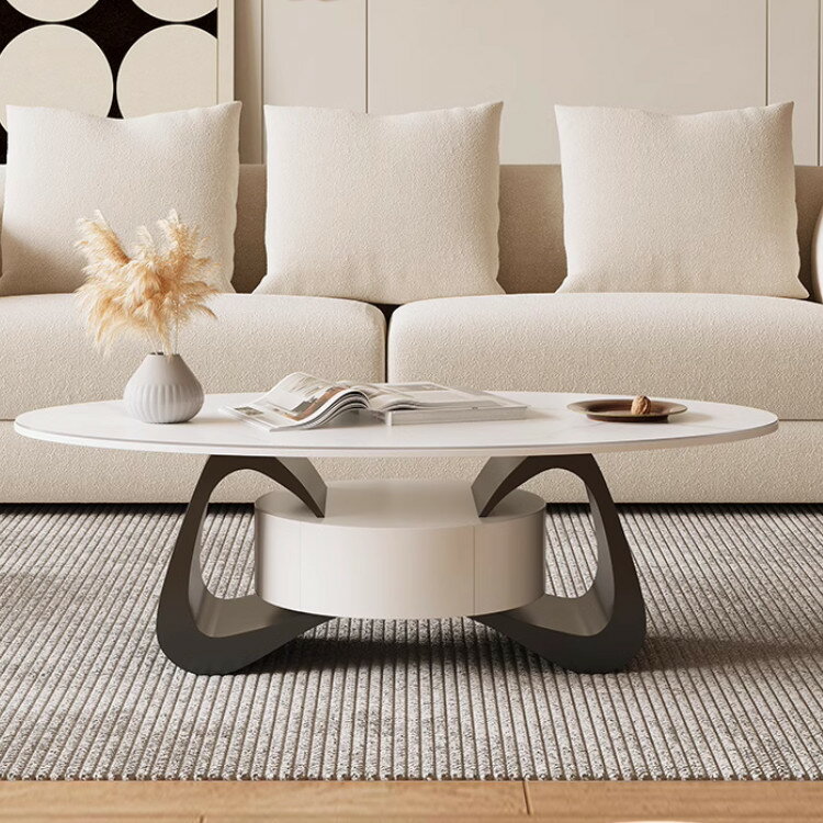 ネストテーブル ホワイト 幅50cm セラミック 高級 コンパクト センターテーブル 白 幅120cm 引き出し付き 楕円形天板 大理石調 耐久 収納 丸 机 ...