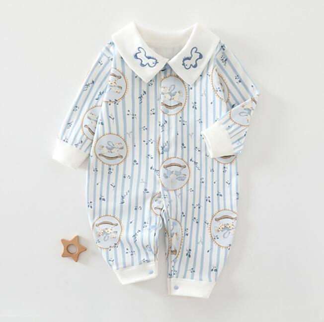 Rakuten - ベビーロンパース 長袖 カバーオール 新生児 ベビー服 男の子 女の子 前開き 綿100％ 赤ちゃん服 春 秋 冬 柔らかい 肌着 パジャマ 部屋着 おしゃれ かわいい 韓国風 ナチュラル 出産祝い ギフト 退院着 ベビーウェア 子供服 通園 保育園 普段着 お出かけ お宮参り 刺繍