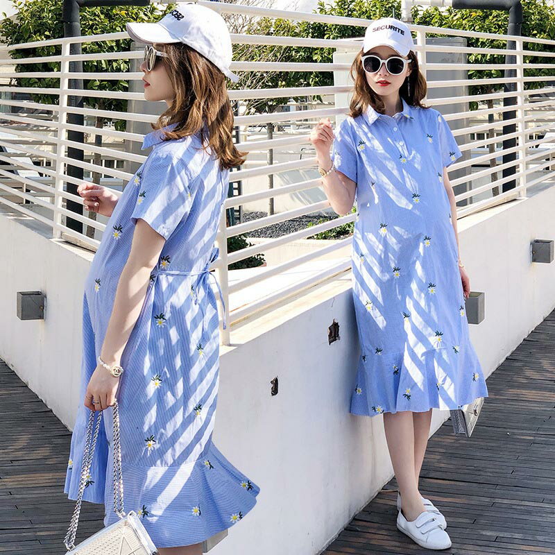Dresses - 妊婦服 夏 妊婦 ワンピース 産前 産後 授乳服 マタニティー マタニティワンピース レディース コットン ロング オーバーサイズ Tシャツワンピ ミモレ丈 母の日 マタニティウェア 春夏