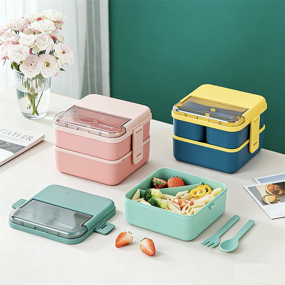 Rakuten - 弁当箱 保温 汁漏れしにくい お弁当箱 2段 1段 男女兼用 食洗機対応 ランチボックス レンジ対応 ランチジャー 仕切り 食器付き ピクニック 大人用 子供用 ランチボックス 食事 通学 通勤 ピクニック 女子 男子 小学生 高校生 新生活 入学 社会人