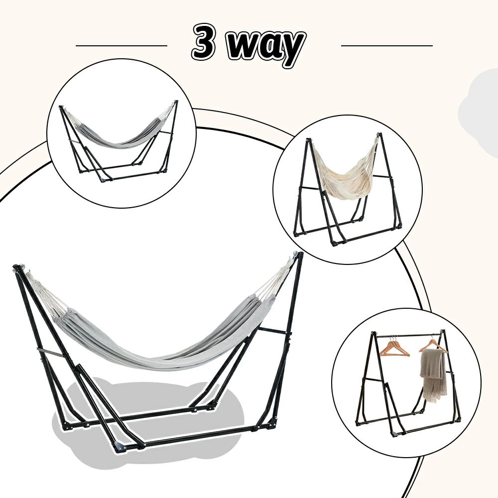 ハンモック 自立式 3 way ポータブルハンモック ハンガーフック 専用ケース付き チェアー 室内 折りたたみ おしゃれ