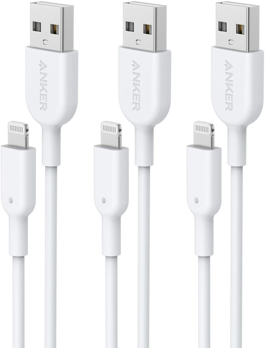 【送料無料】Anker PowerLine II ライトニングケーブル 3本セット MFi認証 超高耐久 iPhone 13 / 13 mini / 13 Pro / 13 Pro Max / 12 / iPad 各種対応 (0.9m ホワイト × 3本)のサムネイル