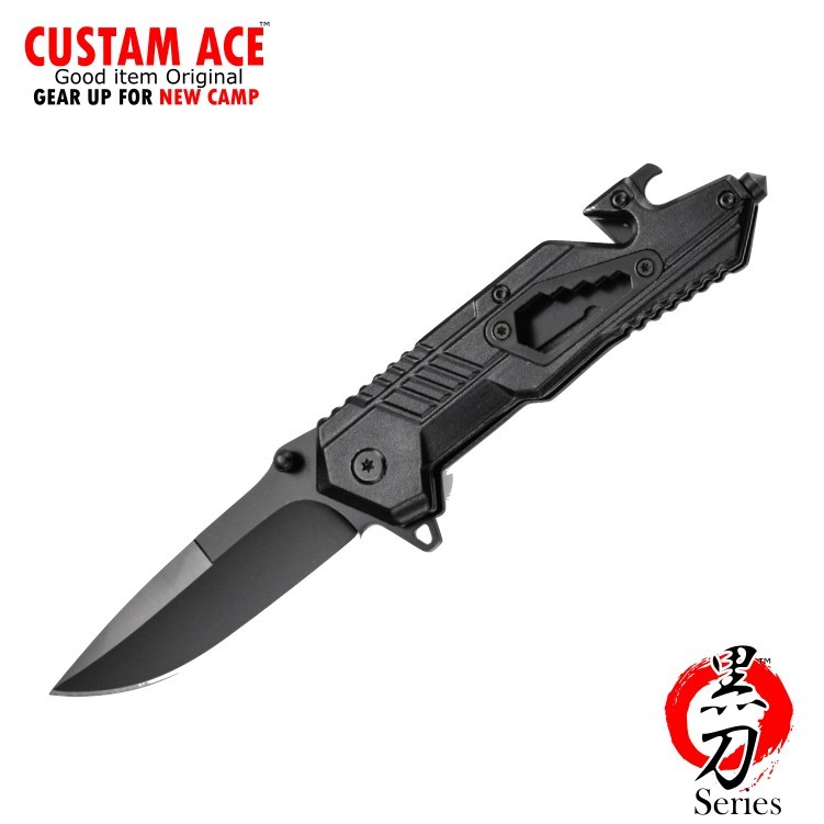 【CUSTOM ACE】【ツールナイフ】黒刀Series フォールディングナイフ 折り畳みナイフ オリジナル アウトドア 釣り サバイバル フィッシング【ポイント消化】