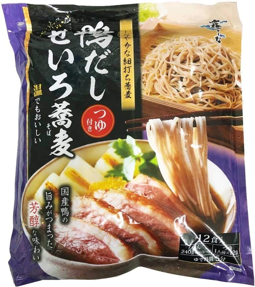 【老舗の味】【国産鴨】霧しな 鴨だしせいろ蕎麦 つゆ付き 12食入り めん つゆ 国産鴨 細打ち蕎麦 麺 干しそば めん4袋 つゆ12袋