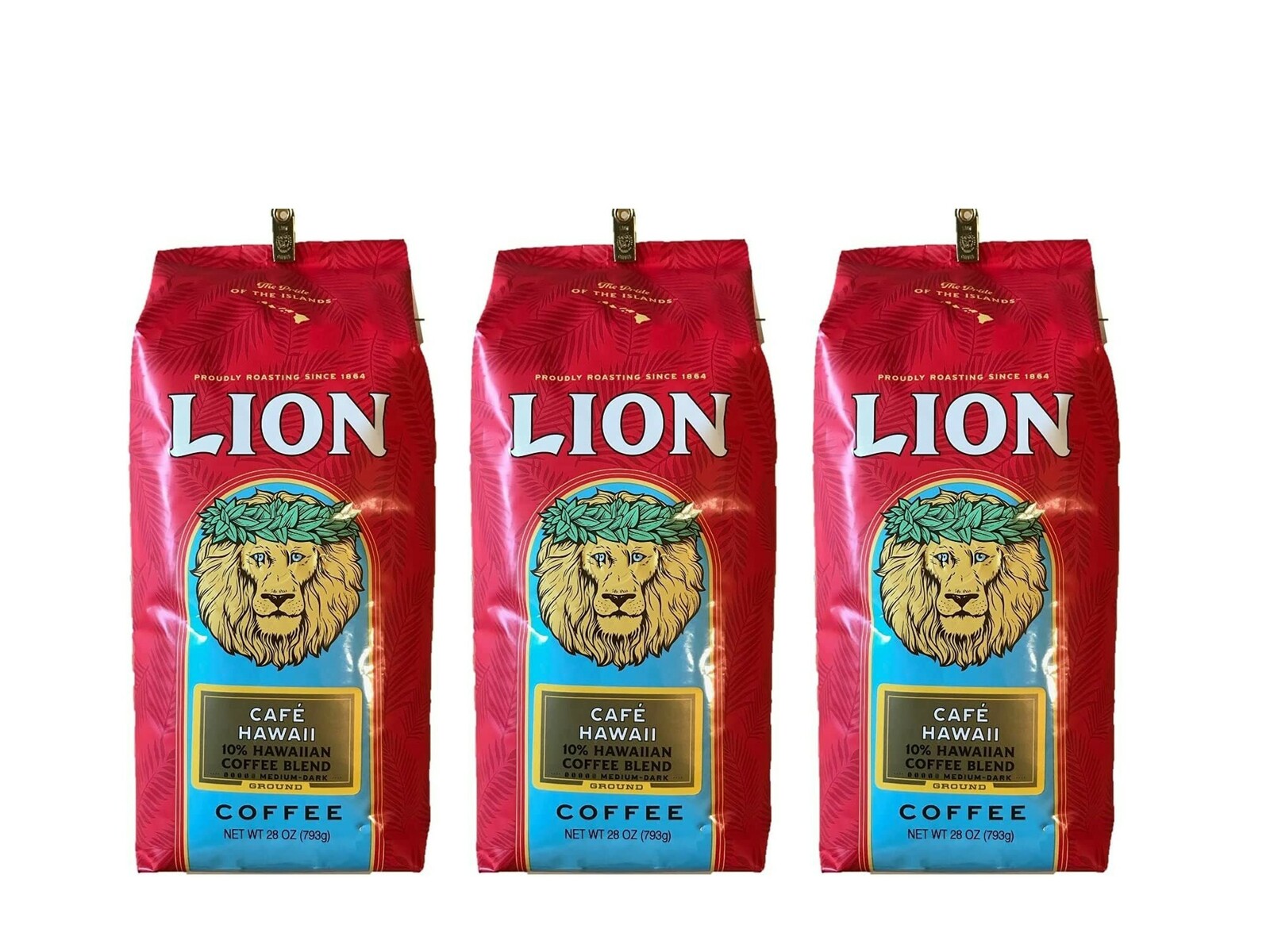 ライオンコーヒー 【送料無料】【3個】Lion Cofe Hawaii ライオン コーヒー 793g　カフェ ハワイ ミディアム ダーク ロースト コーヒー （粉）