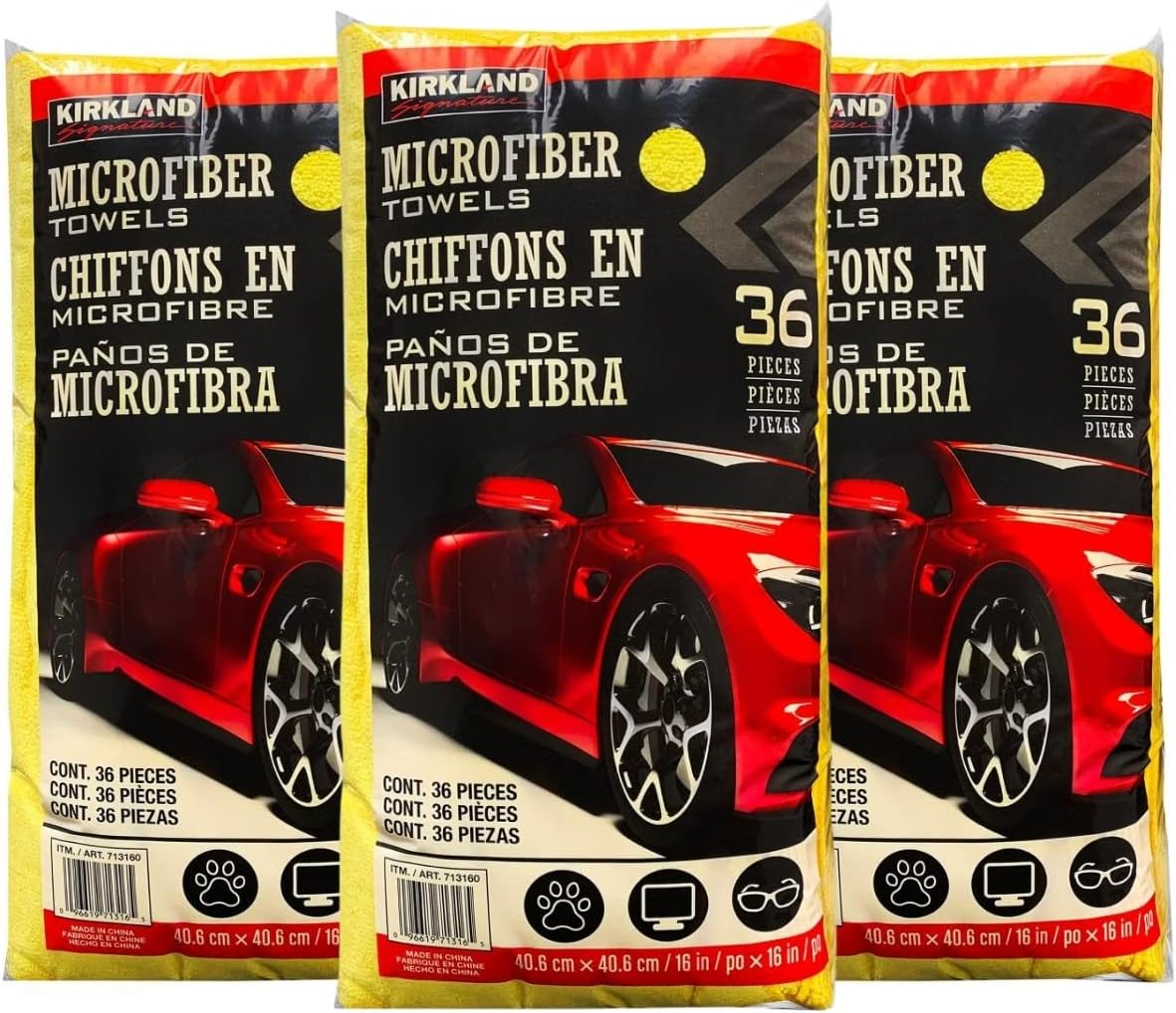 カークランド (KIRKLAND) マイクロファイバータオル 108枚(36枚×3個) 洗車 吸水タオル 車 車用 カー 用品 業務用 掃除 拭く 窓ふき