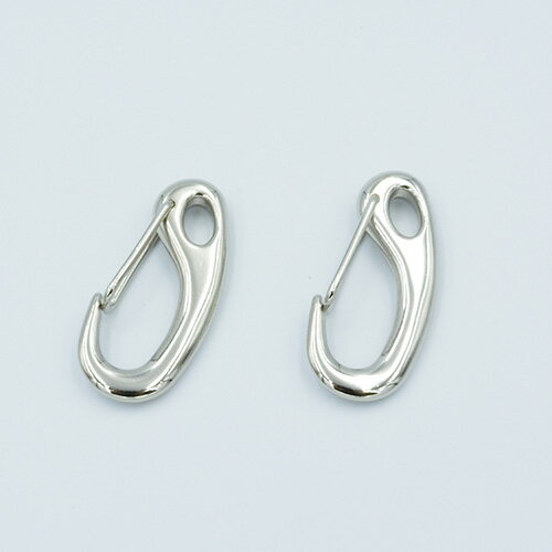 【ネコポス可】勾玉ナスカン 小(全長48mm）ニッケルメッキ金具 2個 /協進エル【7354】