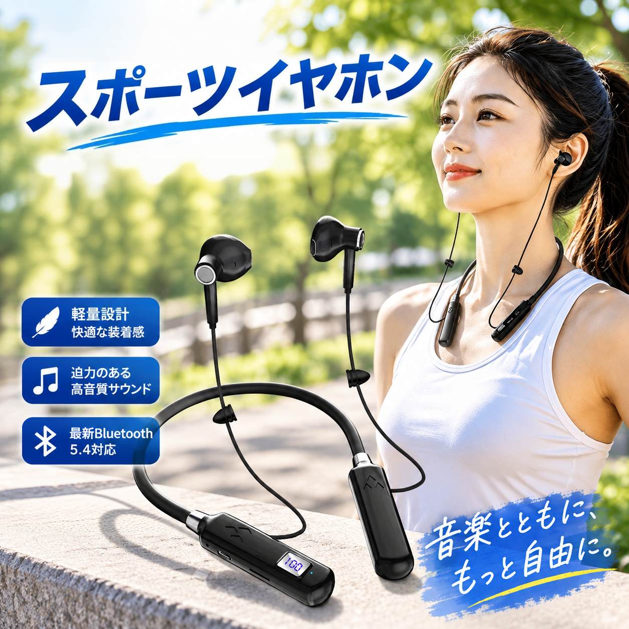 イヤホン ワイヤレスイヤホン Bluetooth 5.4 ネックバンド型 ワイヤレスイヤホン ...
