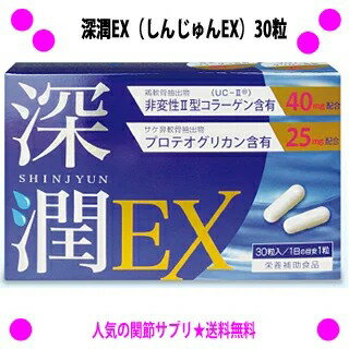 ★深潤EX（しんじゅんEX）30粒◎送料無料！【非変性2型コラーゲン（UC-2）】【プロテオグリカン】を配合♪グルコサミンやコンドロイチンでは満足できなかった方にお勧めします。ブレーンコスモス 深潤EX（しんじゅんEX）【あす楽対応】