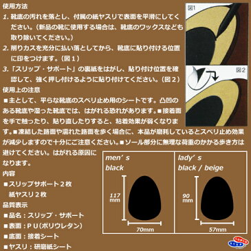 靴底修理快適キット 靴底用すべり止め スリップサポート 1足分 補修 補強 合成ゴム底 革底 メンズ 紳士 レディース 婦人