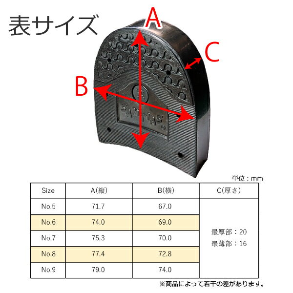 靴底 かかと交換セット ヒールセット ブラック No.5-No.9 SAMTIAS サムティアス 靴底 補修 修理 革靴 メンズ 紳士用