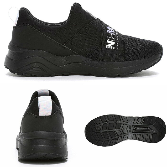 ムーンスター ニーモ NM J121 SLIP-ON moonstar ni-mo キッズ ジュニア スリッポン 厚底スニーカー ダッドシューズ ガールズ 女の子 子供靴 運動靴 nimo ブラック 2025春夏 3