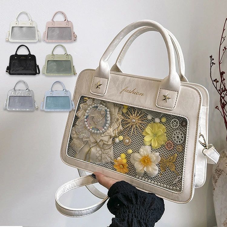 痛バッグ 痛バ レディース ショルダーバッグ クリアバッグ ハンドバッグ 透明窓 デコバッグ ビニールバ..