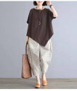 【送料無料】半袖 袖あり 9分丈 膝下 カラーパンツ サルエルパンツ 白シャツ ズボン カットソー Tシャツ セットアップ パンツ ボトムス