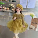 【送料無料】ジュニア 秋冬 可愛い 長袖ワンピース 洋服 女の子 韓国風 キッズワンピース 礼服 子供服 ワンピース(4)