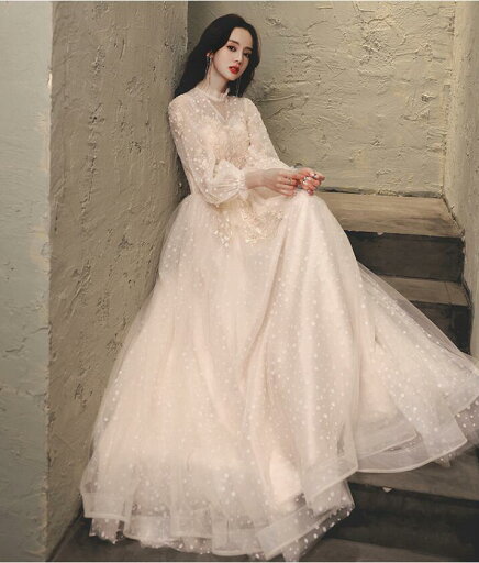 【送料無料】結婚式ドレス プリンセスライン 韓国風 お嬢様ドレス 衣装 ステージ 忘年会 ロング丈ワンピース 【送料無料】結婚式ドレス プリンセスライン 韓国風 お嬢様ドレス 衣装 ステージ 忘年会 ロング丈ワンピース