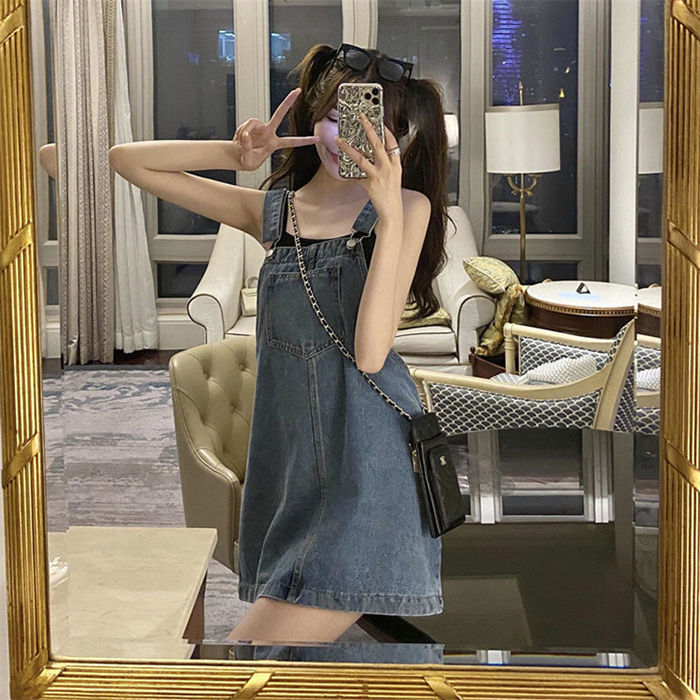 【送料無料】aライン 夏服 ミニ丈 ショート丈 ジャンパースカート デニム ジャンスカ サロペットスカート