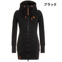 【送料無料】ジッパー 長袖 ジャケット 帽子紐あり フード付き レディース 冬 秋 春 パーカー風 ロングパーカー