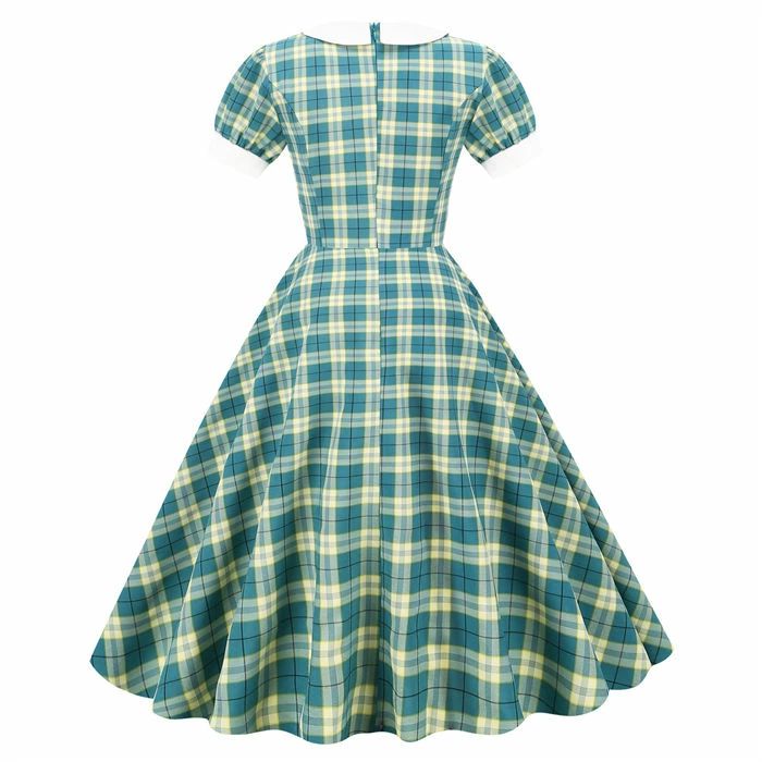 【送料無料】お呼ばれ 50年代 ハイウエスト 着痩せ ロカビリー 短袖 結婚式 レトロワンピース S-2XL レディース