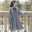 【送料無料】着痩せ 女子ワンピ ワンピース レトロ 可愛い ワンピース 長袖 レディース レトロワンピース L M S(4)