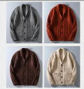 【送料無料】グレー ワインレッド ブラウン ニットセーター 長袖ニット 秋冬服 ルームウェア アウター ポケット付き