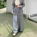 【送料無料】フルレングス 袴パンツ ワイドパンツ サテン レディース ボトムス