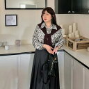 【送料無料】レギュラーカラー レオパード柄シャツ+長袖ニット風ストールレイヤードスタイル レディース