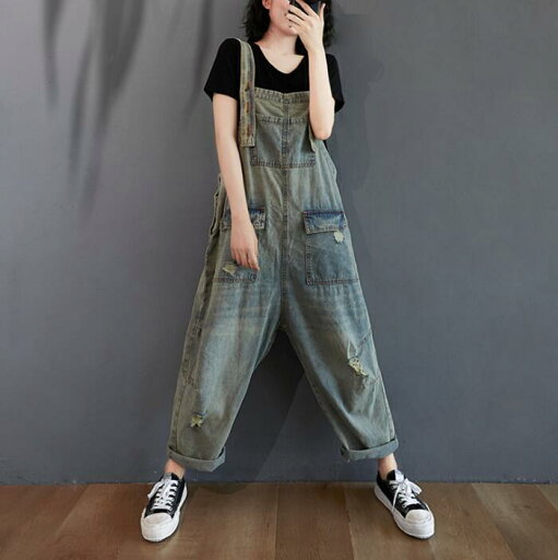 【送料無料】ワイド オーバーオール レディース デニム サルエルパンツ サロペット オールインワン デニムサロペット 【送料無料】ワイド オーバーオール レディース デニム サルエルパンツ サロペット オールインワン デニムサロペット