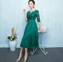 【送料無料】謝恩会 結婚式 花嫁ウェディングドレス パーティードレス 二次会ドレス【披露宴ドレス ミモレ丈