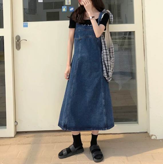 【送料無料】20代 夏 無地 かっこいい お洒落 おしゃれ かわいい カジュアル キャミワンピース Aライン ストラップネック ロング丈