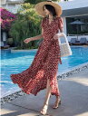 【送料無料】三亜バリ島レトロシフォンドレス夏レディース ワンピース ロング丈 セクシービーチワンピースフェミニン マキシー ビーチ