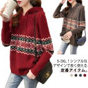 【送料無料】体型カバー 秋 フード付き パーカー 厚手 カットソー ゆったり ニット リブニット XL 長袖 アウター 新作 トップス おしゃれ プルオーバー