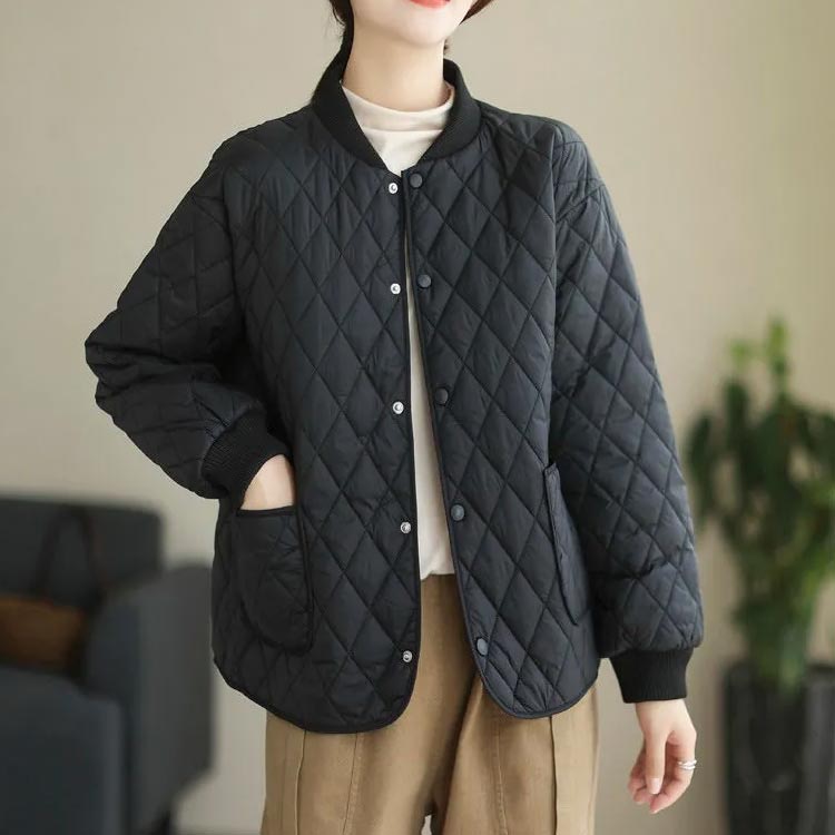 【送料無料】春 体型カバー あったか 秋冬 おしゃれ 中綿ジャケット 中綿コート レディース 上着 羽織り アウター ノーカラー ジャケット