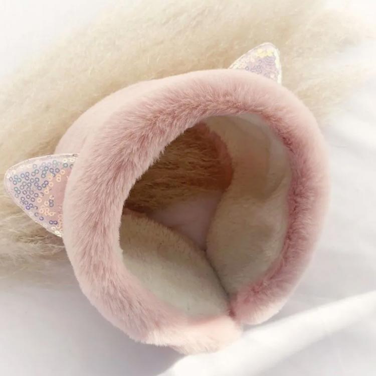 【送料無料】秋冬用 女の子 ふわふわ 暖かい 猫耳 可愛い コンパクト 保温 イヤーウォーマー 防寒 耳あて キッズ