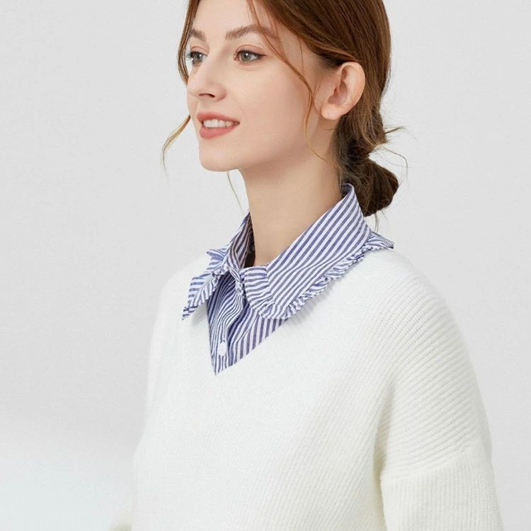 付け襟 女性 装飾 フェイクカラー シャツ 多機能 韓国 おしゃれ 上品 レディース 女の子 ガールズ 白 着回し ビッグカラー お出かけ ショッピング カフェ ランチ オフィス ボタン オールシーズン