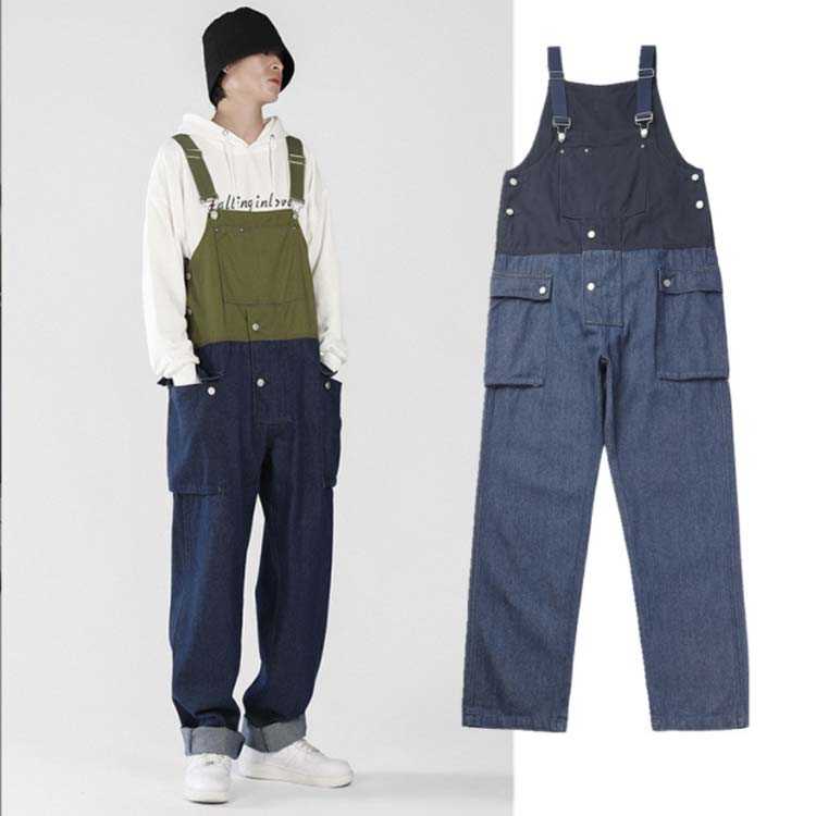 【送料無料】ジーパン サルエルパンツ オーバーオール ゆったり 作業着 夏 マルチポケット ズボン デニムサロペット メンズ 無地 ジーンズ