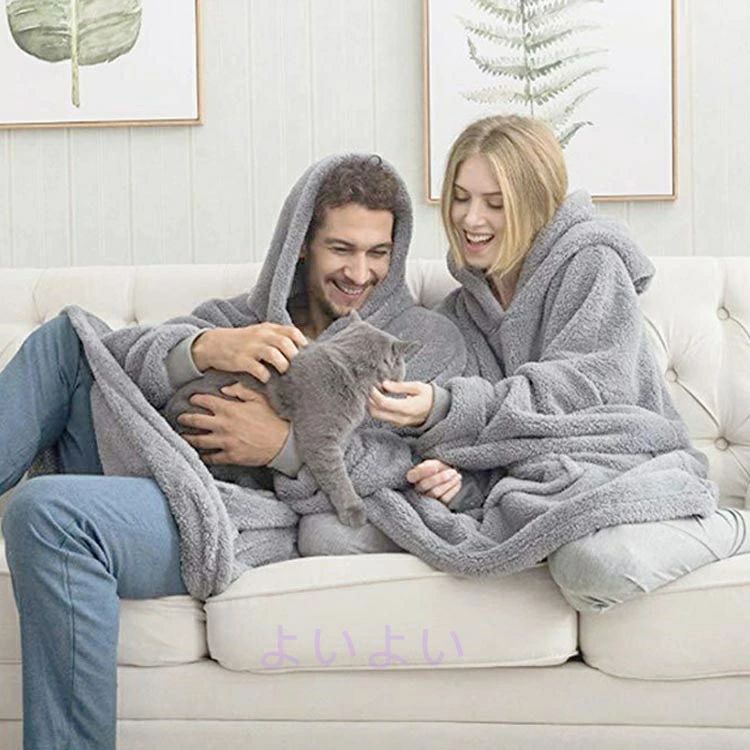 ビッグシルエット パーカー 防寒 着るブランケット あったか 着る毛布 ルームウェア 暖かい 秋冬 冬服 ボア リブ袖 モコモコ 厚手 発熱 厚手 フード付き パジャマ 長袖 洗える ポケット付き オーバーサイズ メンズ 軽量 保温 レディース 部屋着